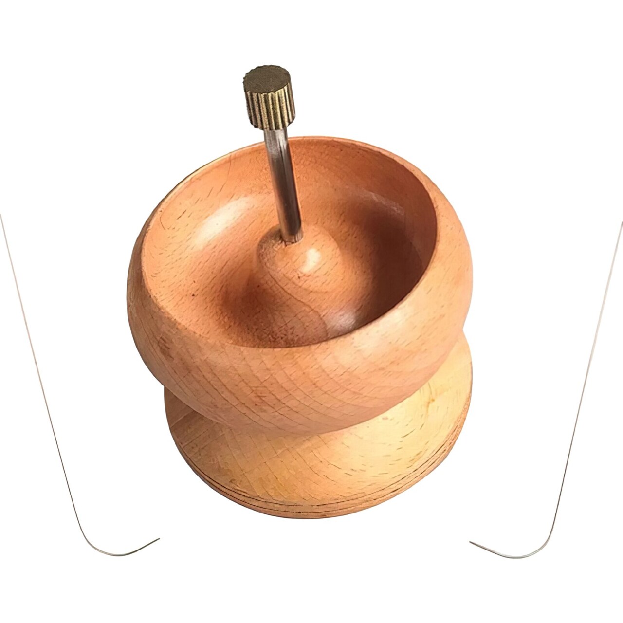 Large Wooden Bead Spinner Loader 4.5 Diameter & 2 Curved Beading Needles  3.5